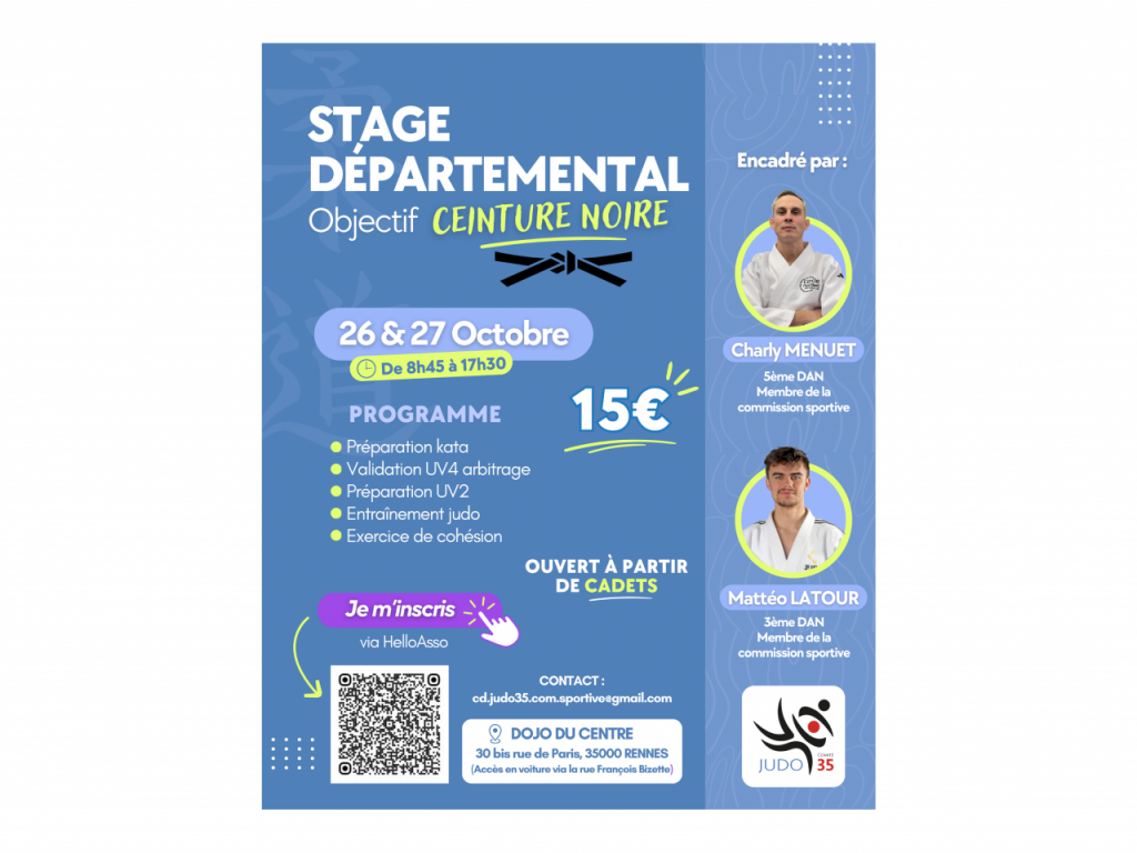 Image de l'actu 'Stage départemental : Objectif ceinture noire'